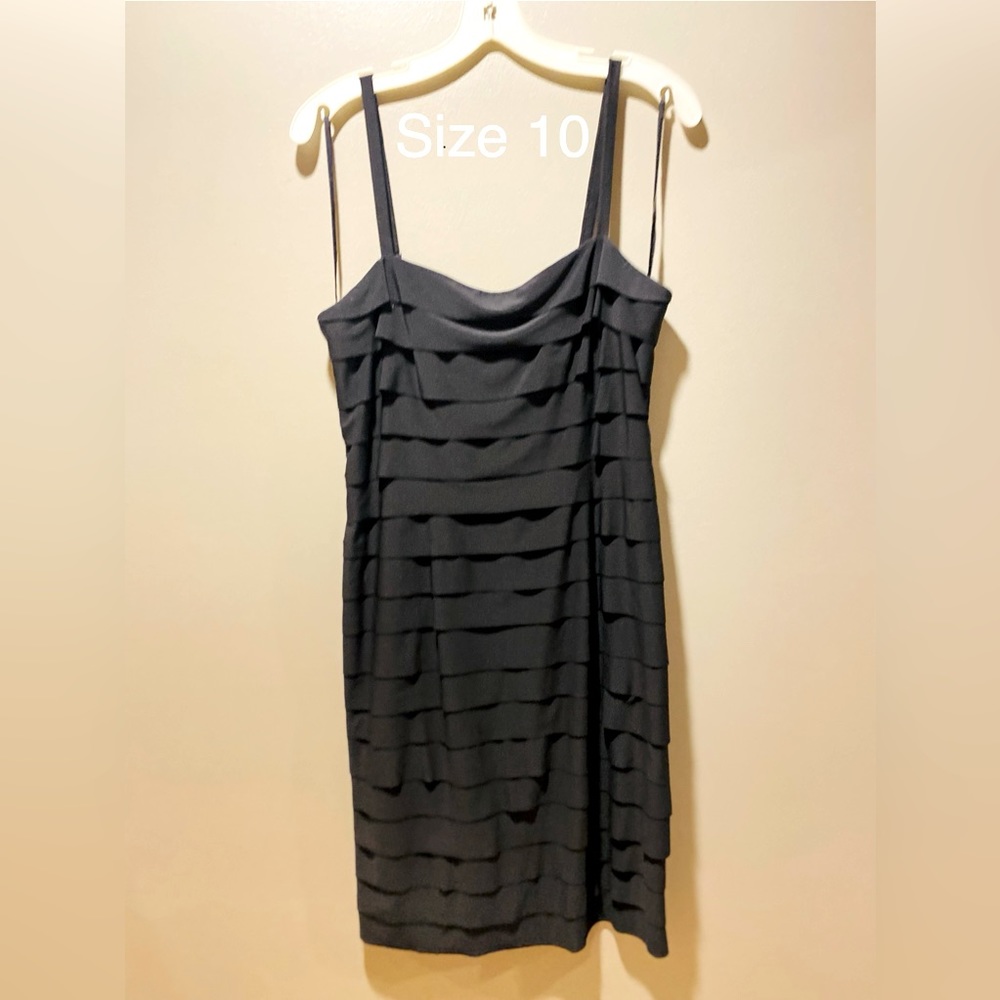 Black midi shaker dress with adjustable straps